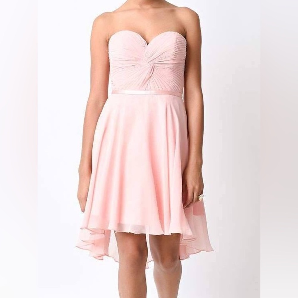Peach bridesmaid mini‎ dress - high low cut